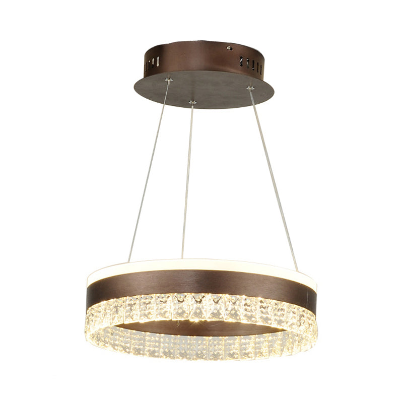 Crystal Pendant Chandelier Contemporain 1/2/3 Lumières LED marron Plafond suspendu Light en blanc / chaud / naturel Light
