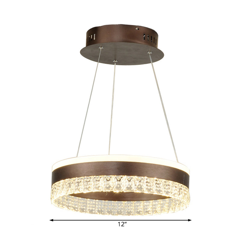 Crystal Pendant Chandelier Contemporain 1/2/3 Lumières LED marron Plafond suspendu Light en blanc / chaud / naturel Light