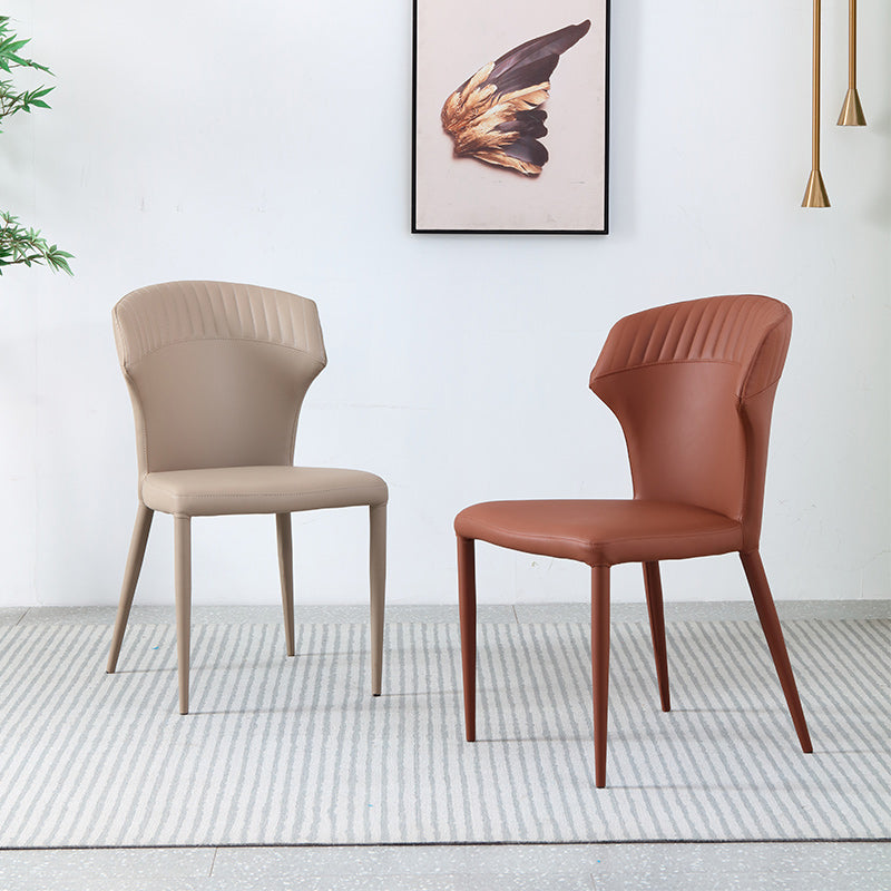 Minimalist Armless Wingback Parsons Chair Leather Dining Chairs