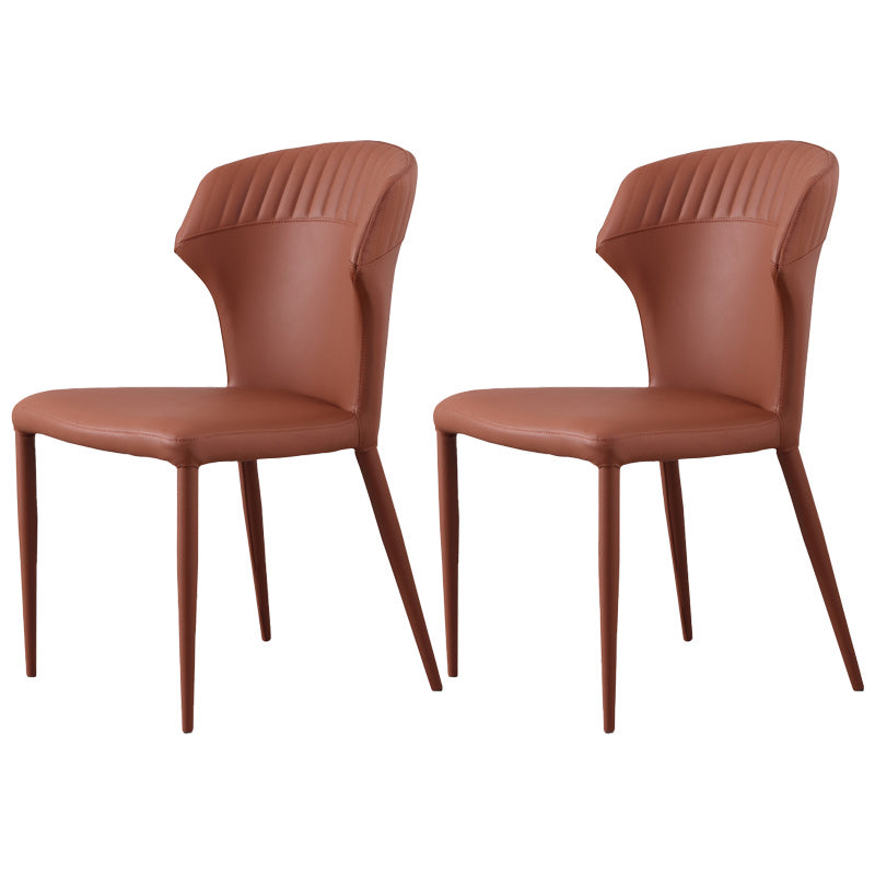 Minimalist Armless Wingback Parsons Chair Leather Dining Chairs