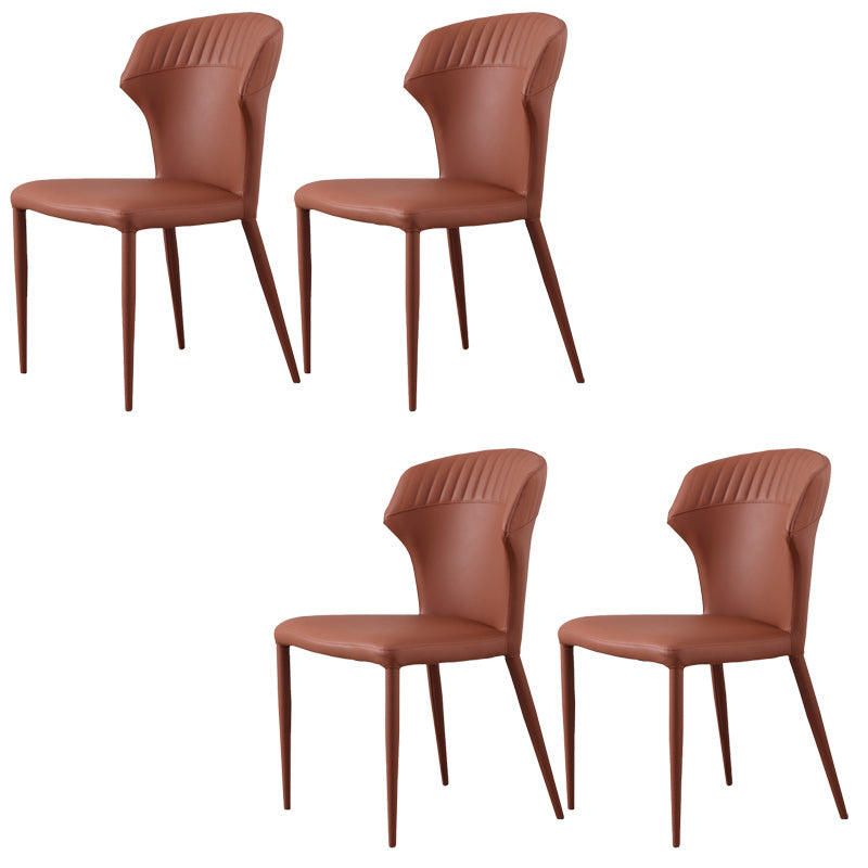 Minimalist Armless Wingback Parsons Chair Leather Dining Chairs