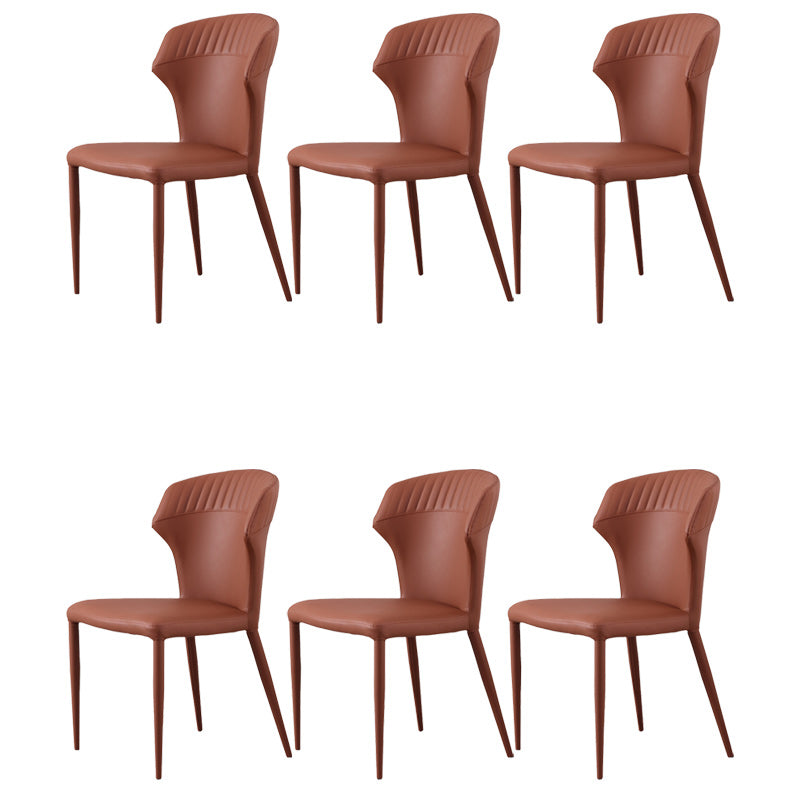 Minimalist Armless Wingback Parsons Chair Leather Dining Chairs