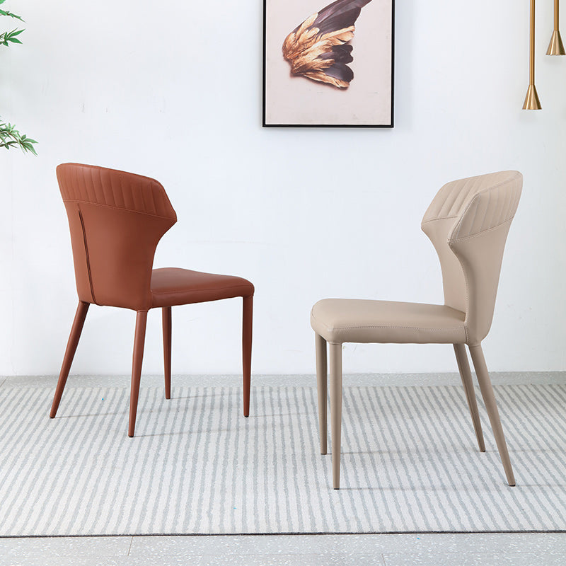 Minimalist Armless Wingback Parsons Chair Leather Dining Chairs