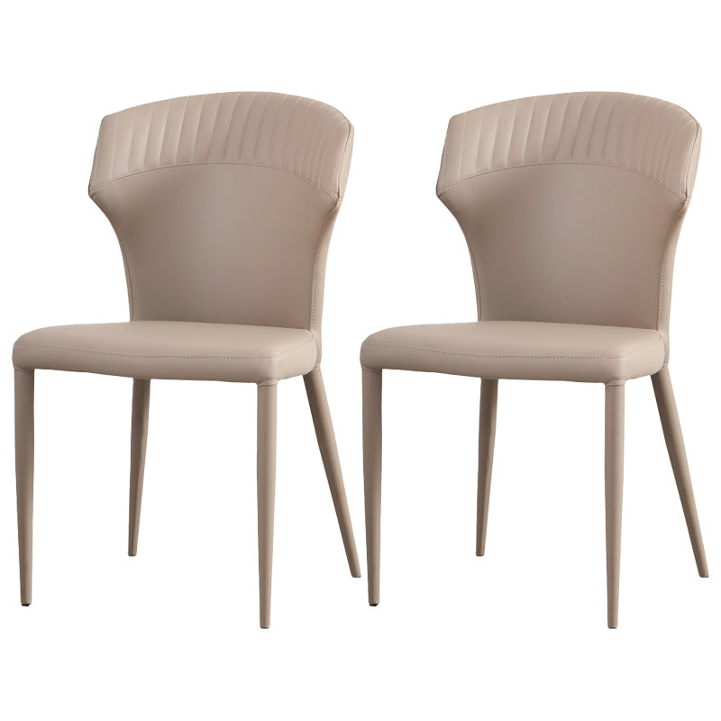 Minimalist Armless Wingback Parsons Chair Leather Dining Chairs