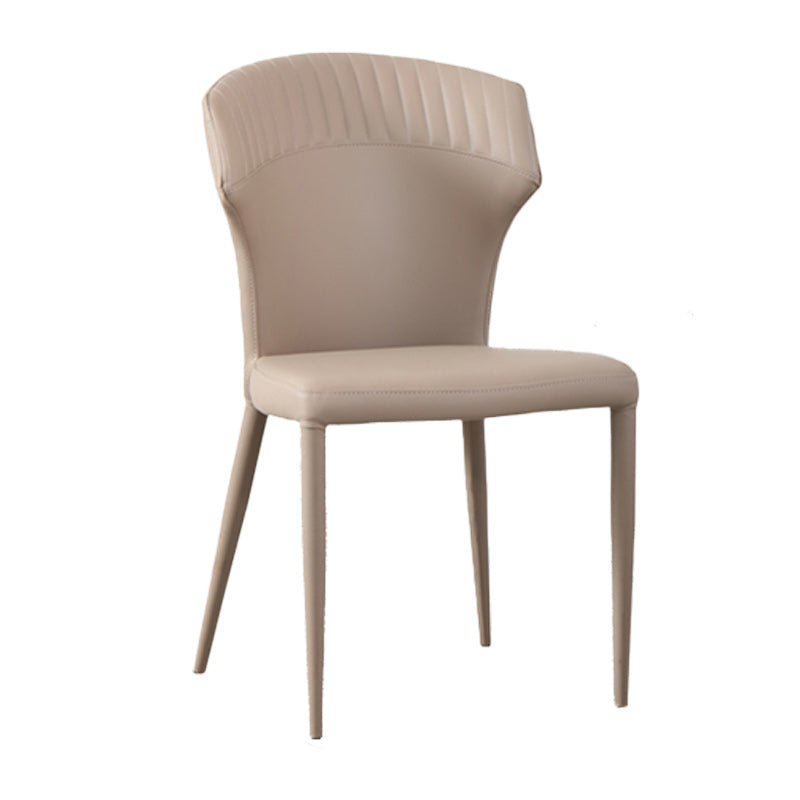 Minimalist Armless Wingback Parsons Chair Leather Dining Chairs