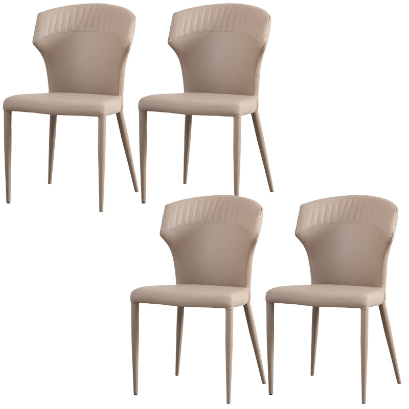 Minimalist Armless Wingback Parsons Chair Leather Dining Chairs