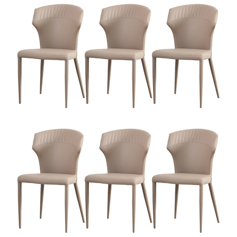 Minimalist Armless Wingback Parsons Chair Leather Dining Chairs