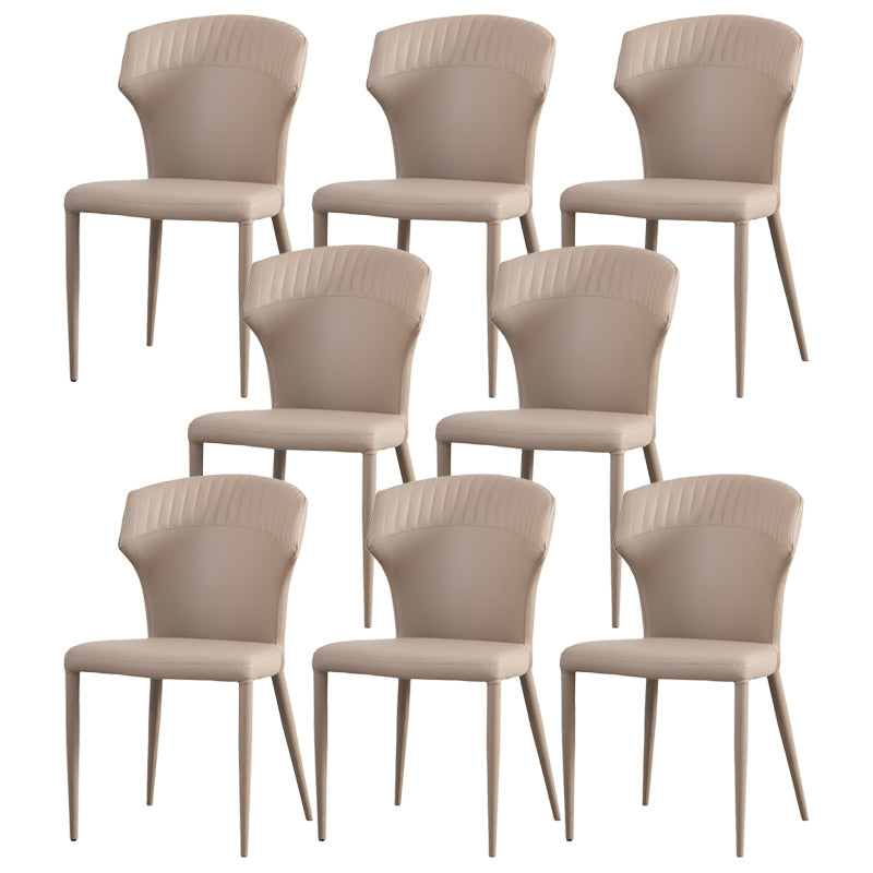 Minimalist Armless Wingback Parsons Chair Leather Dining Chairs