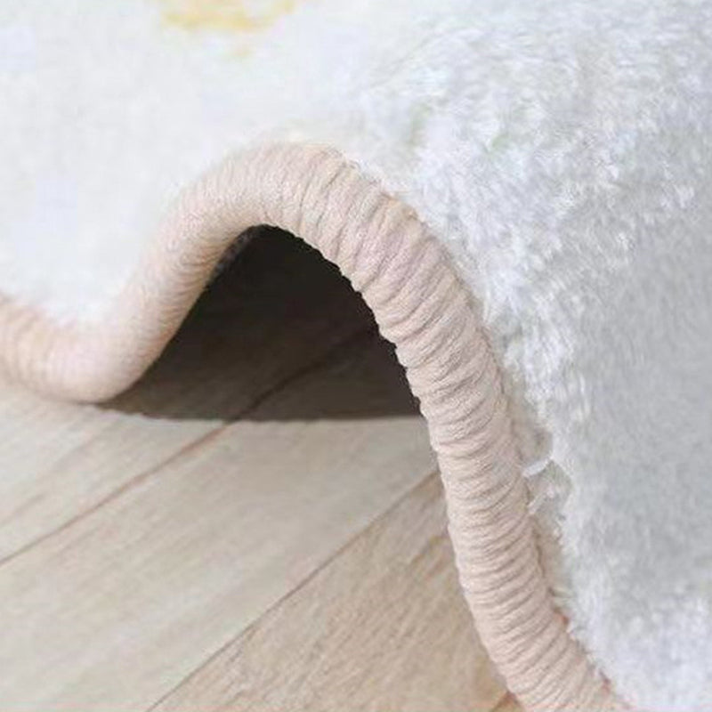 Beige Color Block Rug Polyester Nordic Indoor Rug Non-Slip Backing Rug for Drawing Room