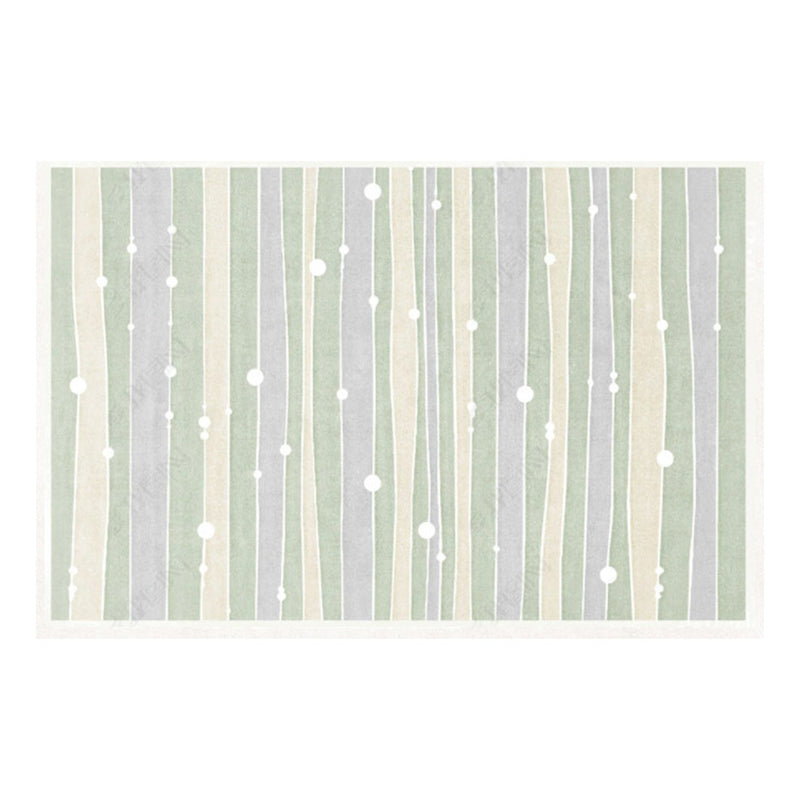 Green Nordic Rug Polyester Grid Pattern Rug Stain Resistant Rug for Home Decoration
