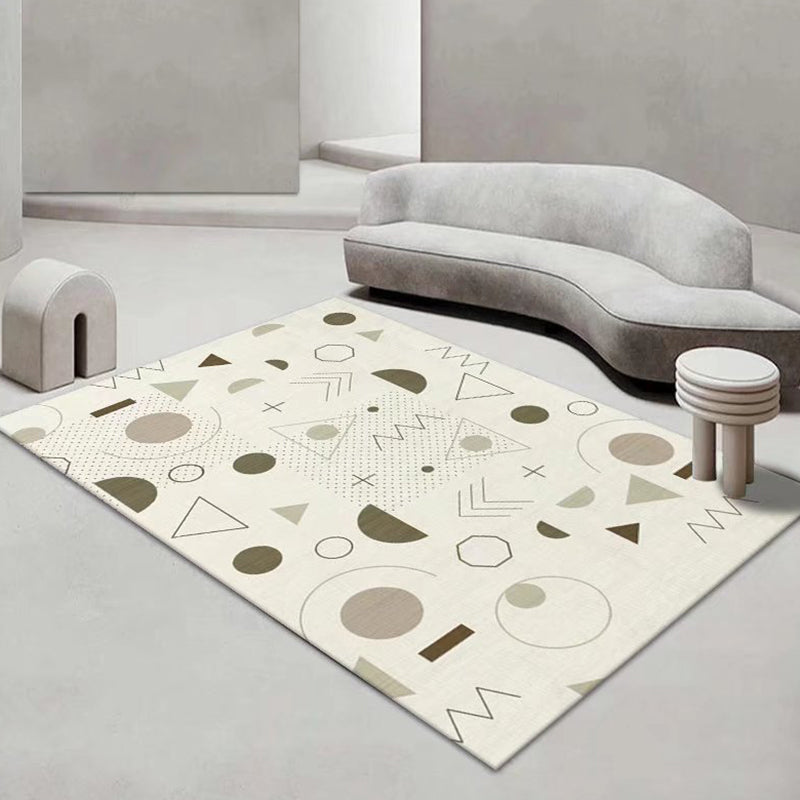 Dark Gray Modern Rug Polyester Abstract Pattern Rug Washable Rug for Drawing Room