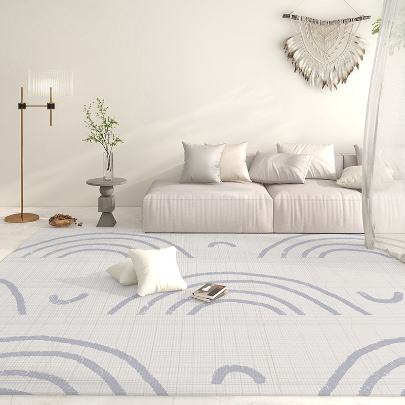 Light Gray Graphic Rug Polyester Casual Rug Stain Resistant Rug for Living Room