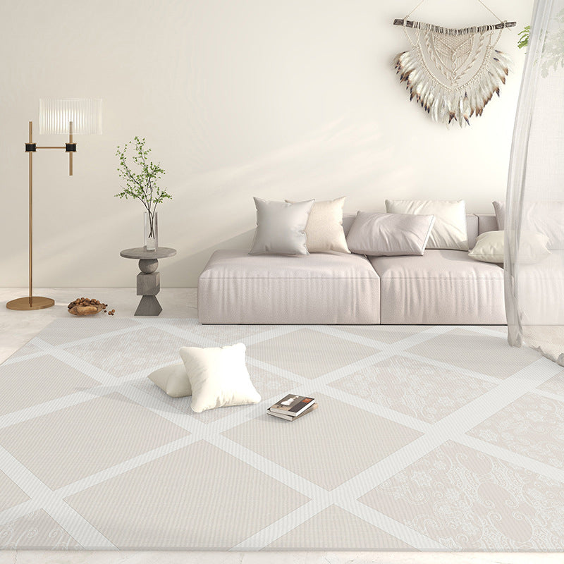 Light Gray Graphic Rug Polyester Casual Rug Stain Resistant Rug for Living Room