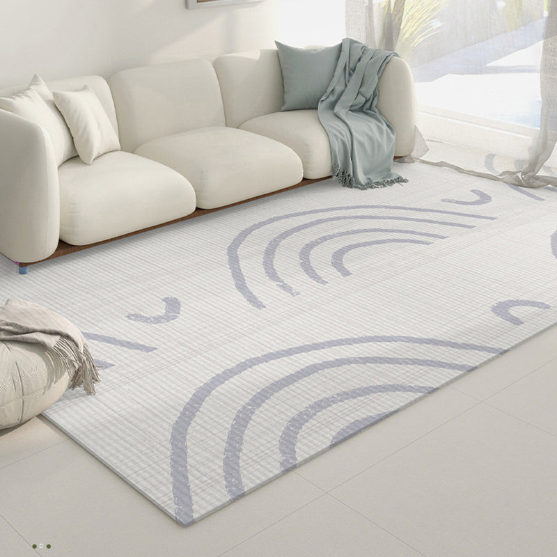 Light Gray Graphic Rug Polyester Casual Rug Stain Resistant Rug for Living Room