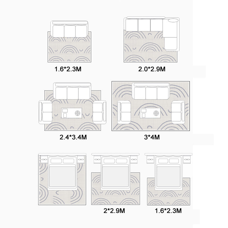 Light Gray Graphic Rug Polyester Casual Rug Stain Resistant Rug for Living Room