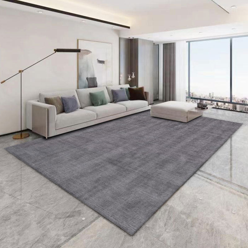 Dark Gray Modern Rug Polyester Linen Indoor Rug Washable Rug for Drawing Room