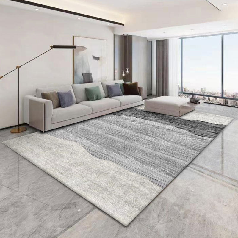 Dark Gray Modern Rug Polyester Linen Indoor Rug Washable Rug for Drawing Room