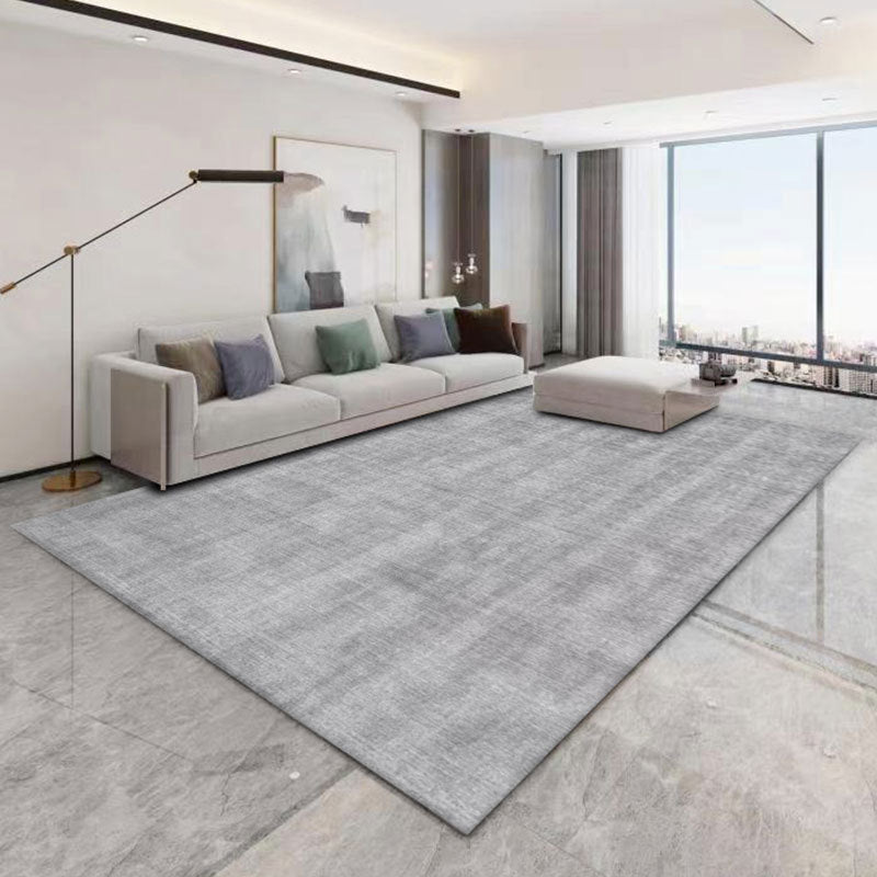 Dark Gray Modern Rug Polyester Linen Indoor Rug Washable Rug for Drawing Room