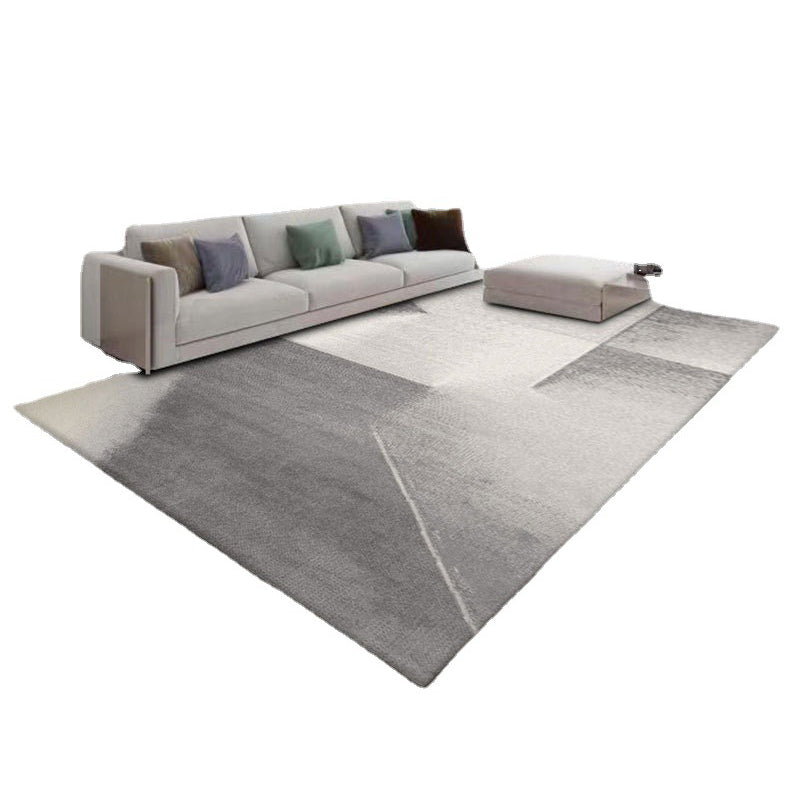 Dark Gray Modern Rug Polyester Linen Indoor Rug Washable Rug for Drawing Room