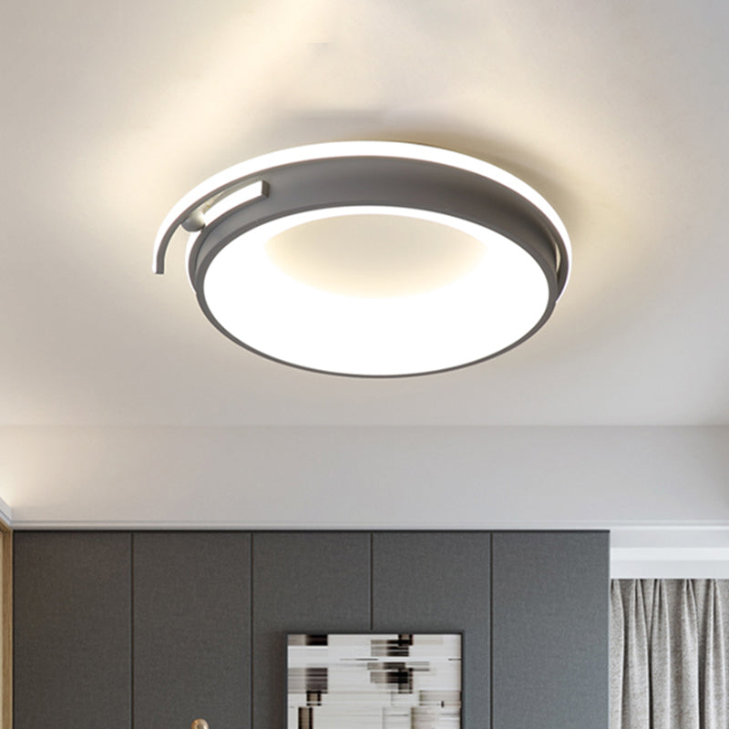 Éclairage LED encastré pour salon avec abat-jour rond en acrylique, lampe contemporaine noire/gris en lumière chaude/blanche/neutre, 12,5"/16"/21,5" de large