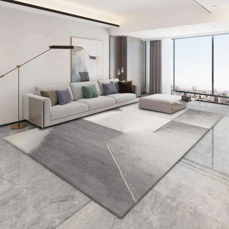 Dark Gray Modern Rug Polyester Linen Indoor Rug Washable Rug for Drawing Room