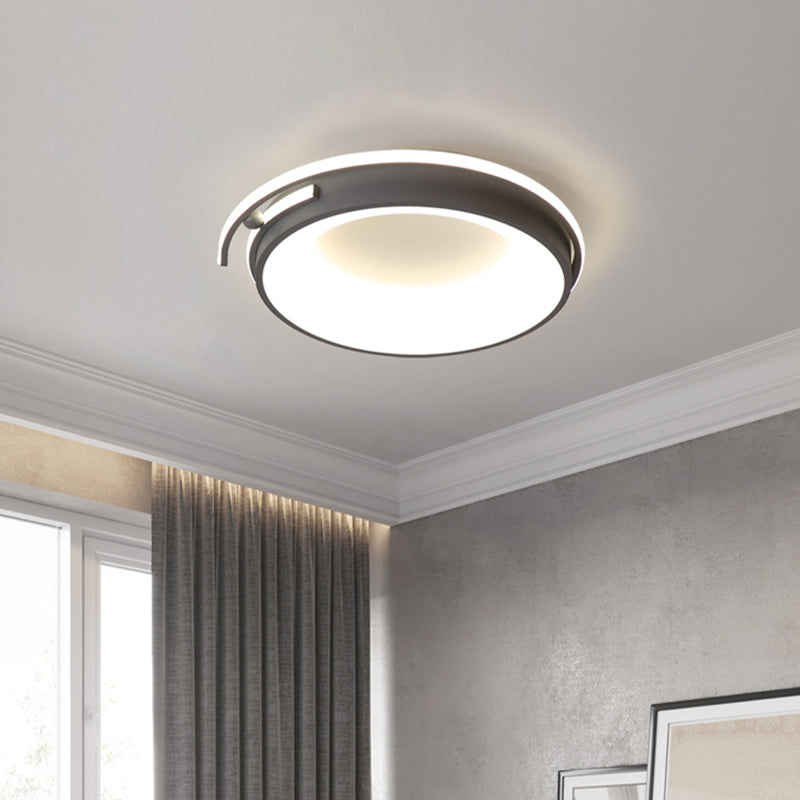 Éclairage LED encastré pour salon avec abat-jour rond en acrylique, lampe contemporaine noire/gris en lumière chaude/blanche/neutre, 12,5"/16"/21,5" de large