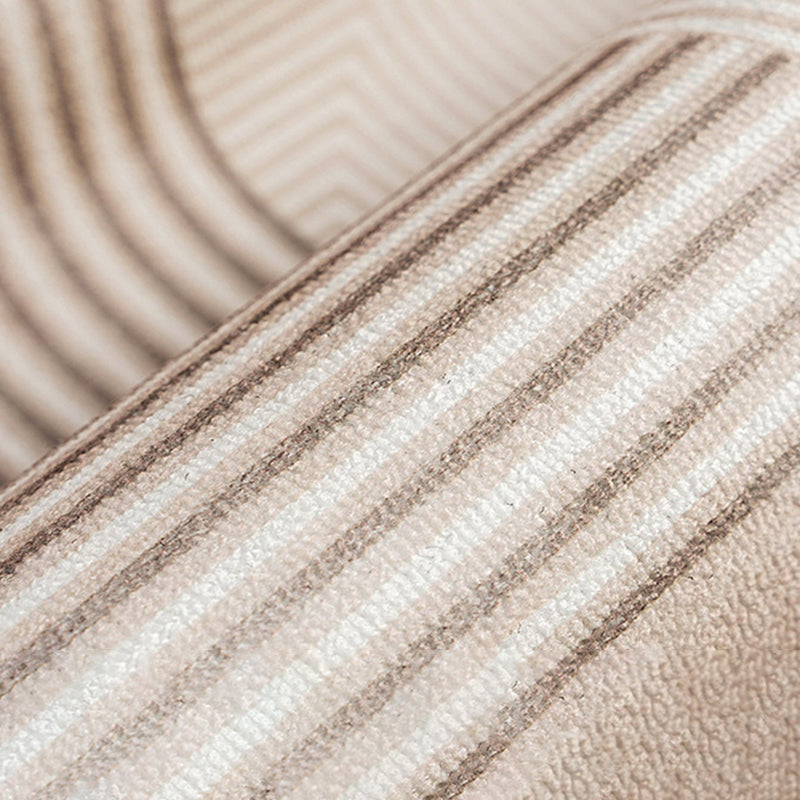 Beige Simple Carpet Polyester Line Area Carpet Stain Resistant Carpet for Living Room