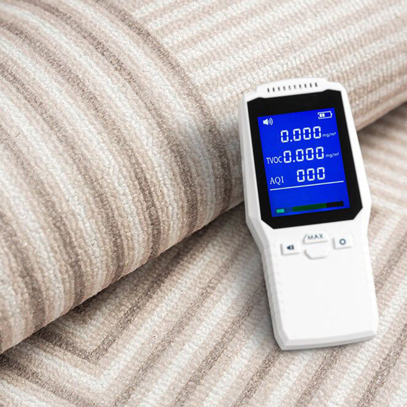 Beige Simple Carpet Polyester Line Area Carpet Stain Resistant Carpet for Living Room