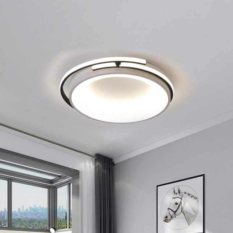Éclairage LED encastré pour salon avec abat-jour rond en acrylique, lampe contemporaine noire/gris en lumière chaude/blanche/neutre, 12,5"/16"/21,5" de large