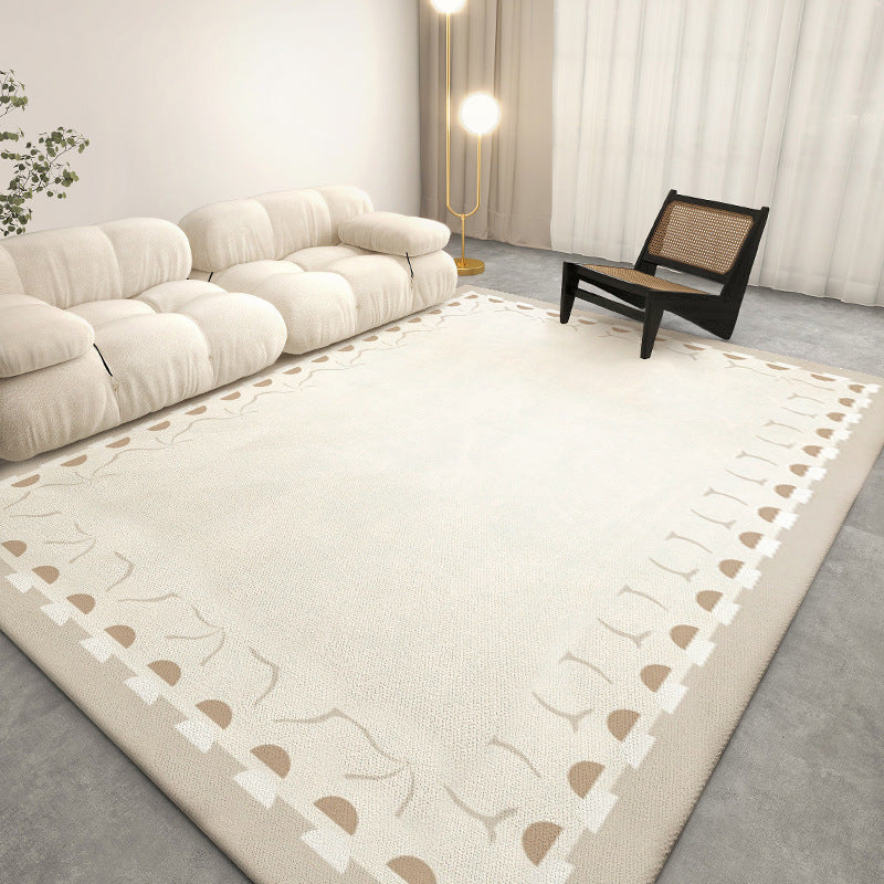 Beige Modern Rug Polyester Graphic Rug Stain Resistant Rug for Living Room