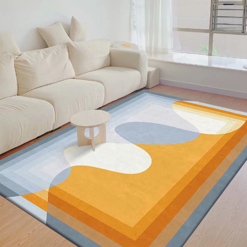 Green Modern Rug Polyester Irregular Line Rug Washable Rug for Drawing Room