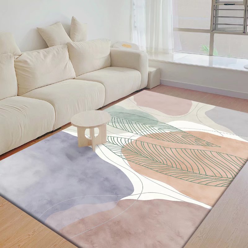 Green Modern Rug Polyester Irregular Line Rug Washable Rug for Drawing Room