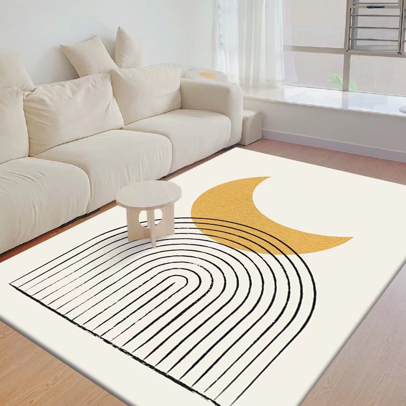 Green Modern Rug Polyester Irregular Line Rug Washable Rug for Drawing Room