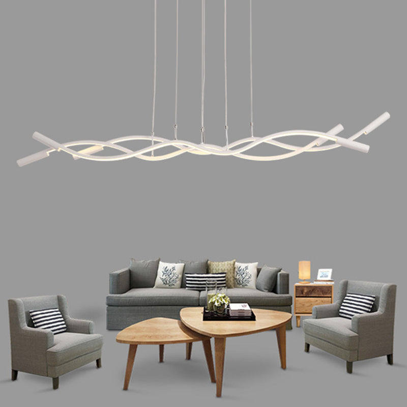 Weiß/Schwarz geflitzte lineare Kronleuchterbeleuchtung Moderne 3 Lichter Acryl -LED -Deckenlampe in Weiß/warmem Licht