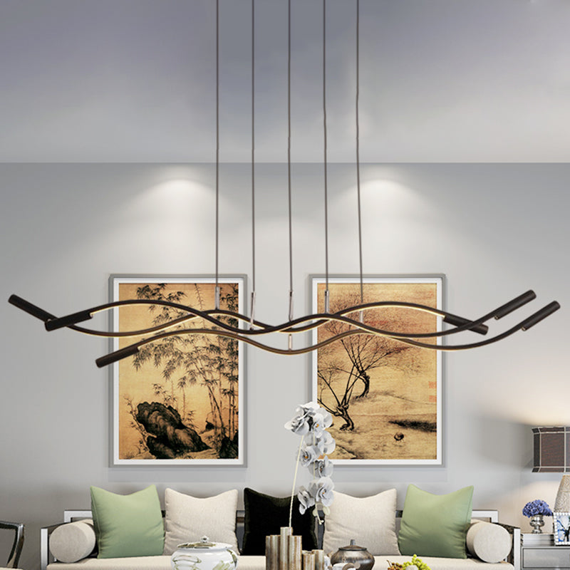 Weiß/Schwarz geflitzte lineare Kronleuchterbeleuchtung Moderne 3 Lichter Acryl -LED -Deckenlampe in Weiß/warmem Licht