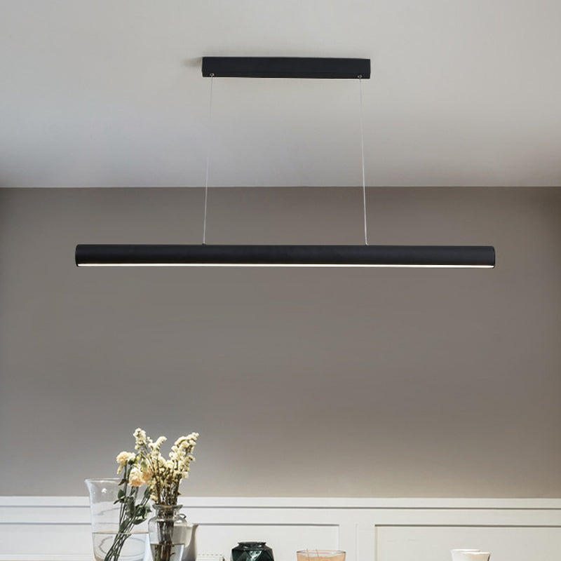 Metal Linear Pendant Chandelier Modern Led 39"/47" Wide Black Hanging Lamp Kit in White/Warm/Natural Light