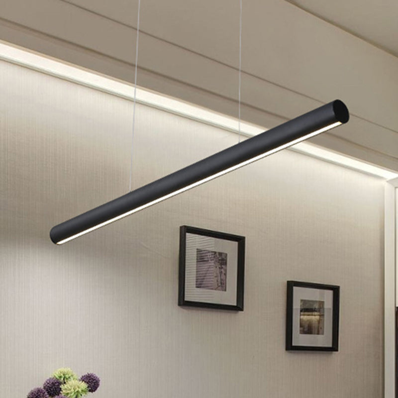Metal Linear Pendant Chandelier Modern Led 39"/47" Wide Black Hanging Lamp Kit in White/Warm/Natural Light