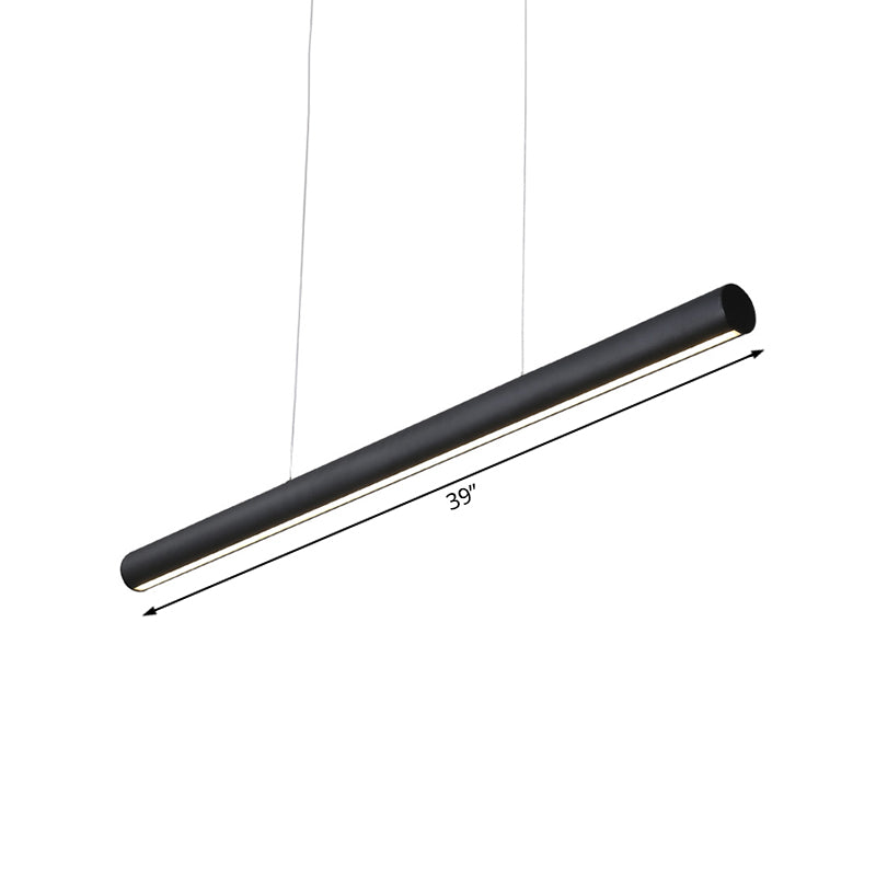 Metal Linear Pendant Chandelier Modern Led 39"/47" Wide Black Hanging Lamp Kit in White/Warm/Natural Light