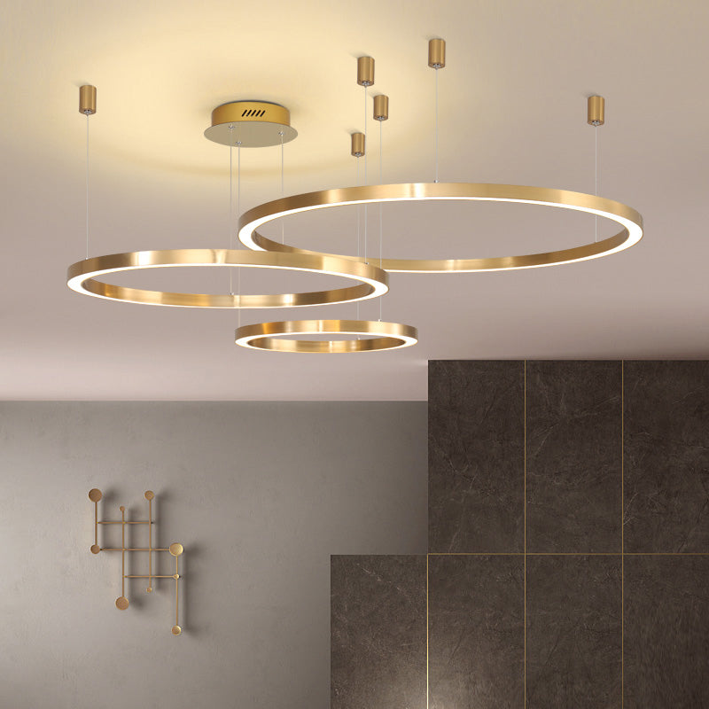 1/3 Lights Living Room Chandelier with Sphere Metal Shade Modern Gold Led Ceiling Pendant Light in White/Warm Light