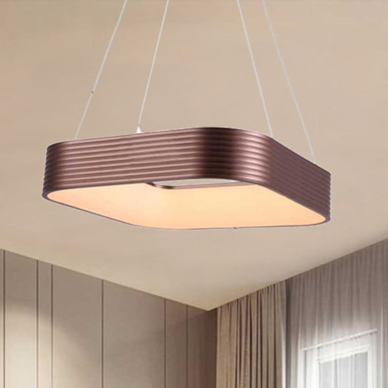 Colgante de suspensión cuadrada de oro rosa Costilización de metal LED contemporáneo Luz de techo colgante en tercera marcha, 18 "/23.5" de ancho