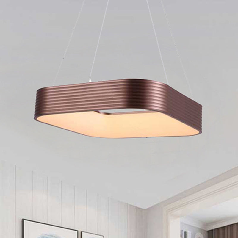 Colgante de suspensión cuadrada de oro rosa Costilización de metal LED contemporáneo Luz de techo colgante en tercera marcha, 18 "/23.5" de ancho