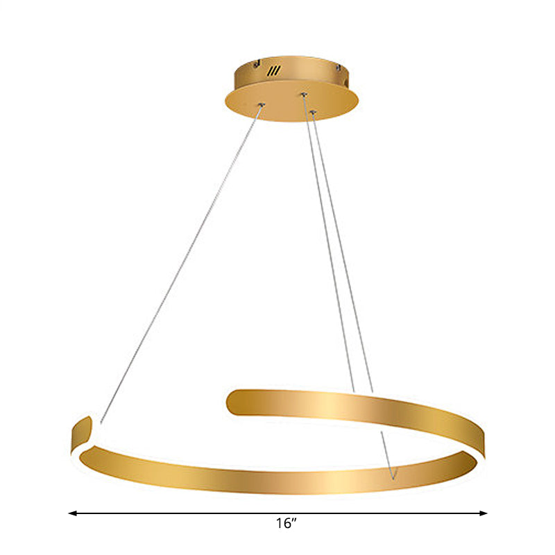 1/2/3 luci lampadario sala da pranzo con anello ombra acrilica moderna a led oro lampada appesa in luce bianca/calda