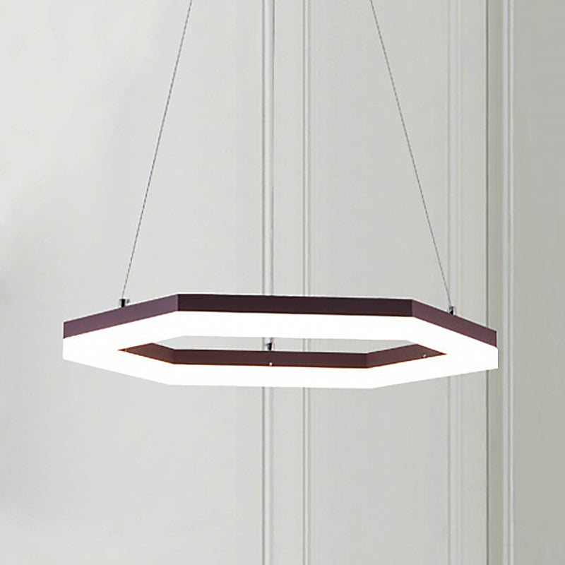 Luce del lampadario acrilico esagono contemporaneo 1/2/3 luci kaki a led sospesa la luce del soffitto in luce bianca/calda