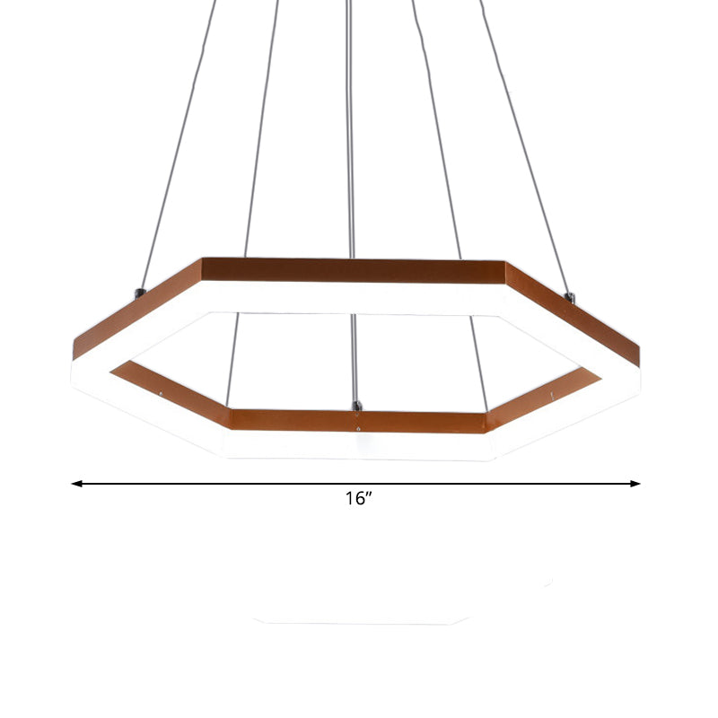 Luce del lampadario acrilico esagono contemporaneo 1/2/3 luci kaki a led sospesa la luce del soffitto in luce bianca/calda