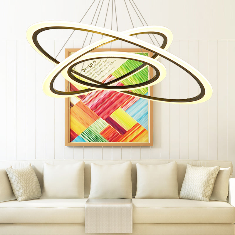 Acrylic contemporaneo a pendente ad anello Acrilico contemporaneo 1/2/3 Luci a LED Gold Hanging Light Aibro