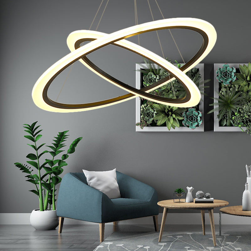 Acrylic contemporaneo a pendente ad anello Acrilico contemporaneo 1/2/3 Luci a LED Gold Hanging Light Aibro