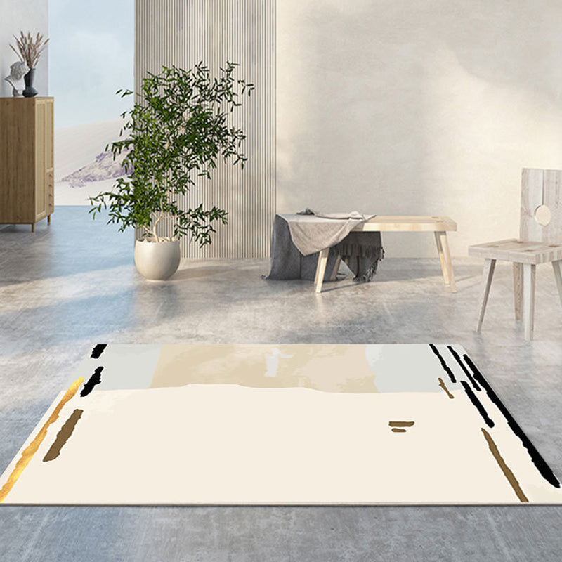 Green Modern Rug Polyester Abstract Contrast Color Rug Washable Rug for Living Room