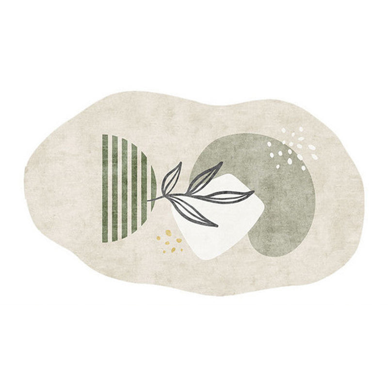 Green Modern Carpet Polyester Color Block Carpet Washable Carpet for Sitting Room