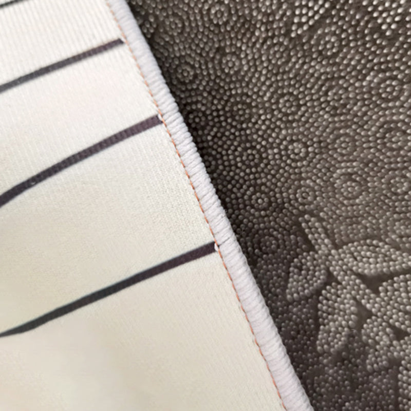 Light Gray Stripe Carpet Polyester Modern Carpet Non-Slip Backing Carpet for Living Room