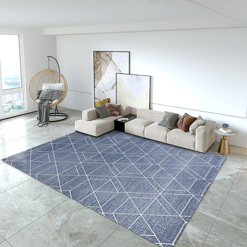 White Geometric Carpet Polyester Modern Carpet Washable Carpet for Living Room